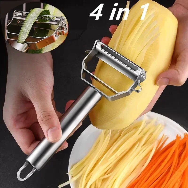 Stainless Steel Multifunctional Kitchen Peeler - Durable Vegetable & Fruit Shredder Slicer | For Potato, Carrot & More