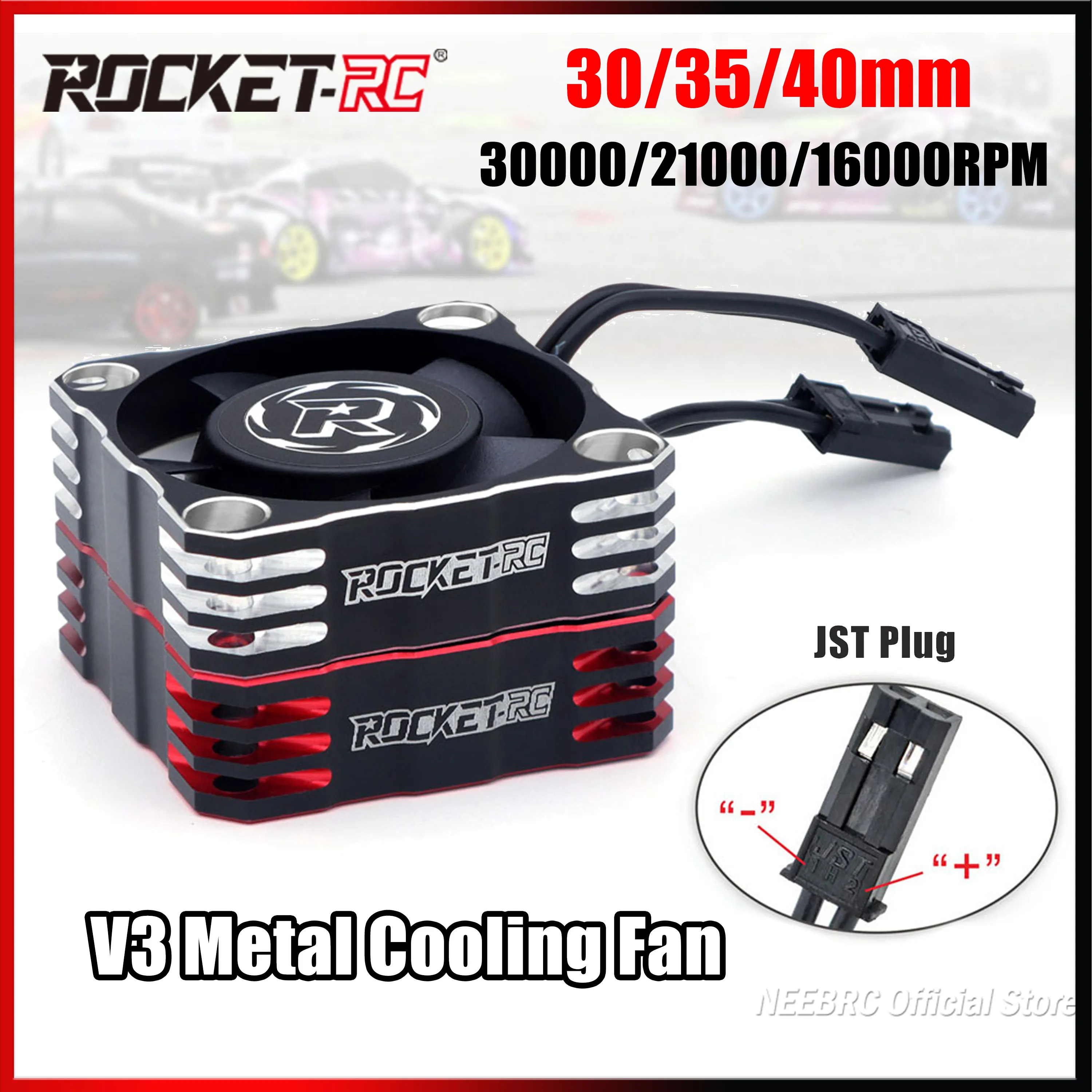 

Rocket-RC 30 мм 35 мм 40 мм V3 металлический охлаждающий вентилятор 8,4 В 30000/21000/16000 об/мин JST штекер для 1/10 RC автомобиля 540/550 часть бесщеточного двигателя