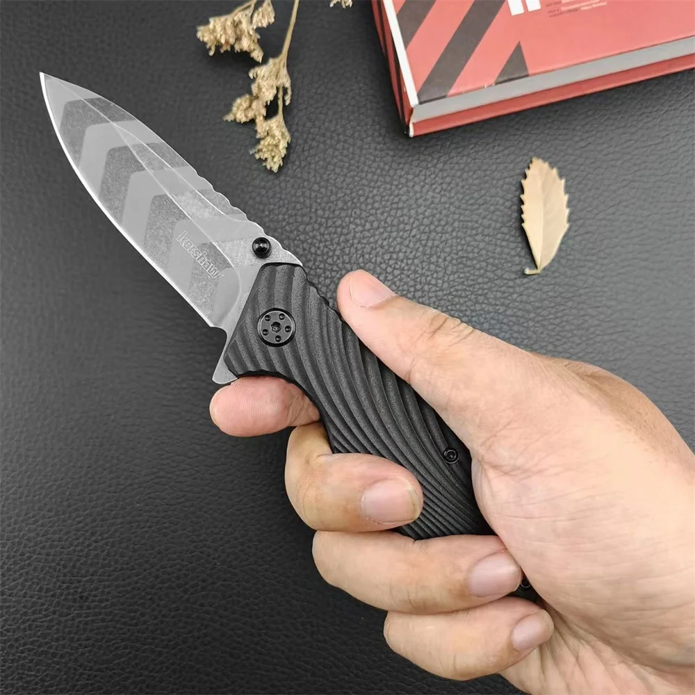 NEW KS 1311TS Folding Pocket Knife Stonewashed 8Cr13Mov Blade Nylon Fiber Handle Outdoor EDC Camping Survival Hiking Tool Gift