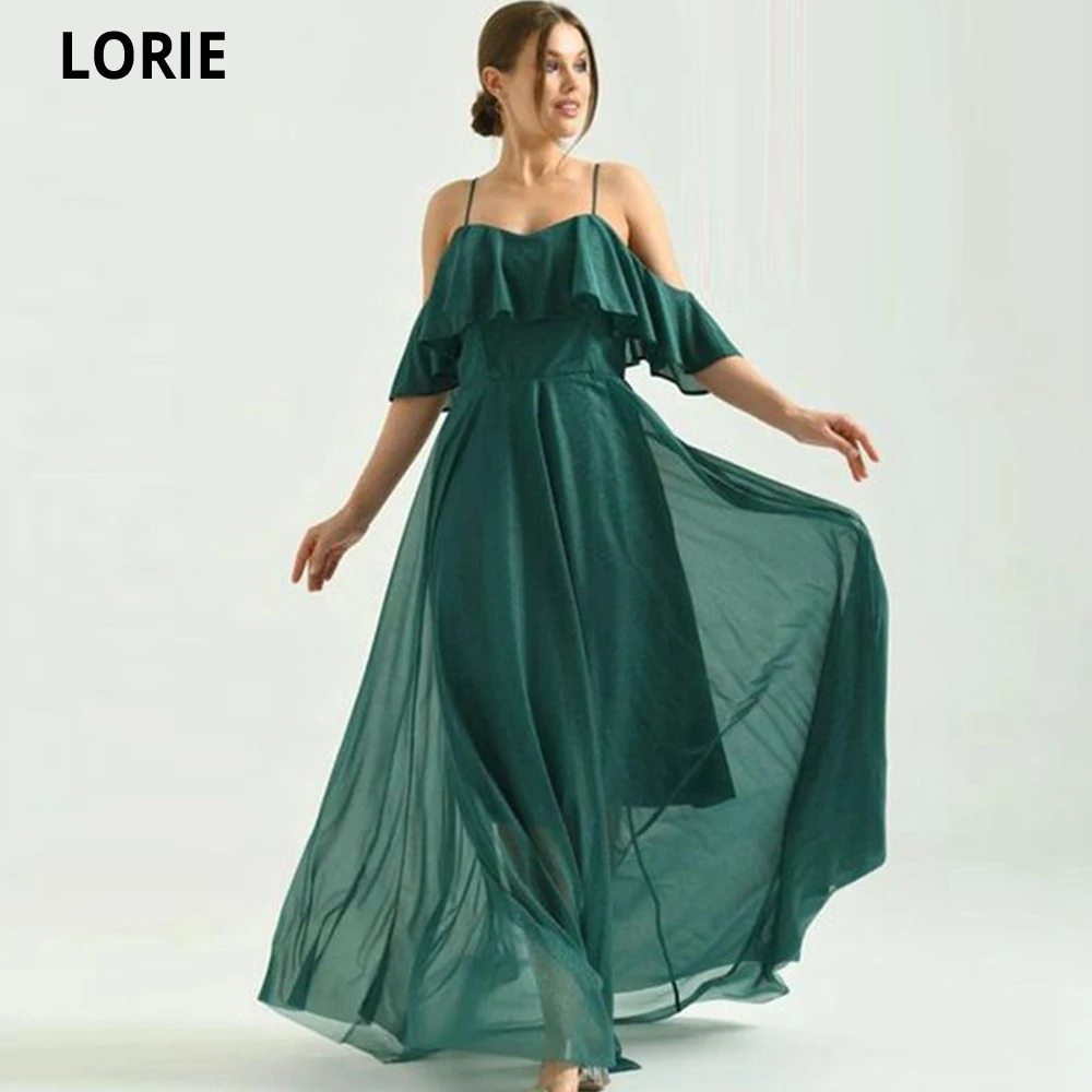 

LORIE Green Chiffon Evening Dresses 2022 Robe De Soirée Femme A Line Long Women Party Dress Spaghetti Straps Simple Prom Dresses