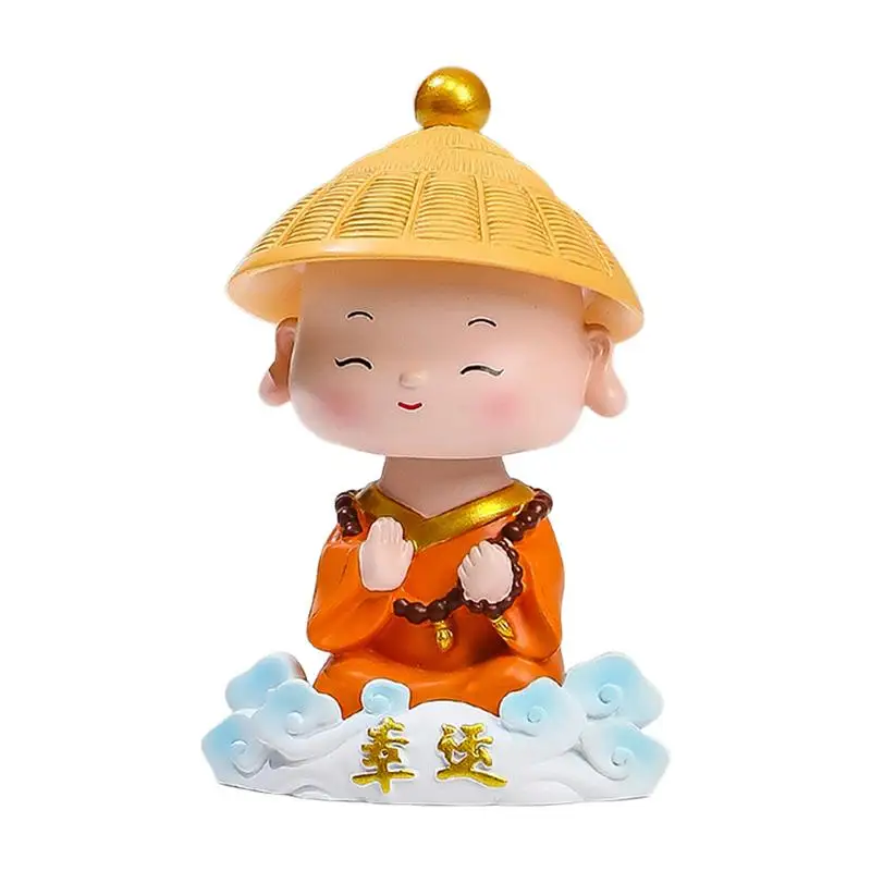 Cute Desk Figurines Desk Decor Monks For Car Dashboard Resin Miniature Figurines Smooth And Stable Display Decoration For Table