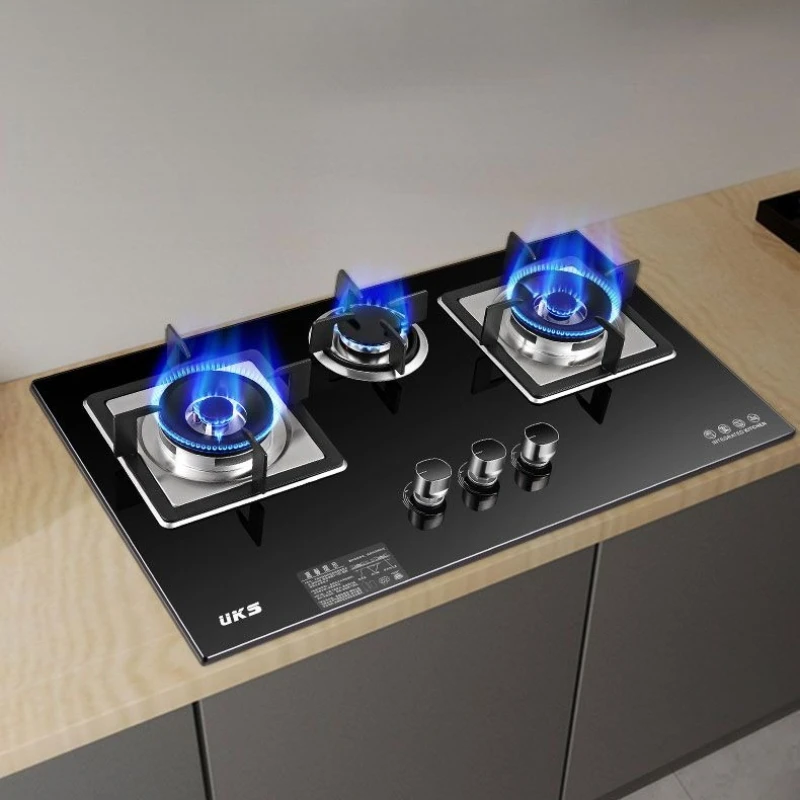

Tabletop & Embedded 3-Burner Gas Stove High Power Stir-fry Energy Saving LPG Cooktop