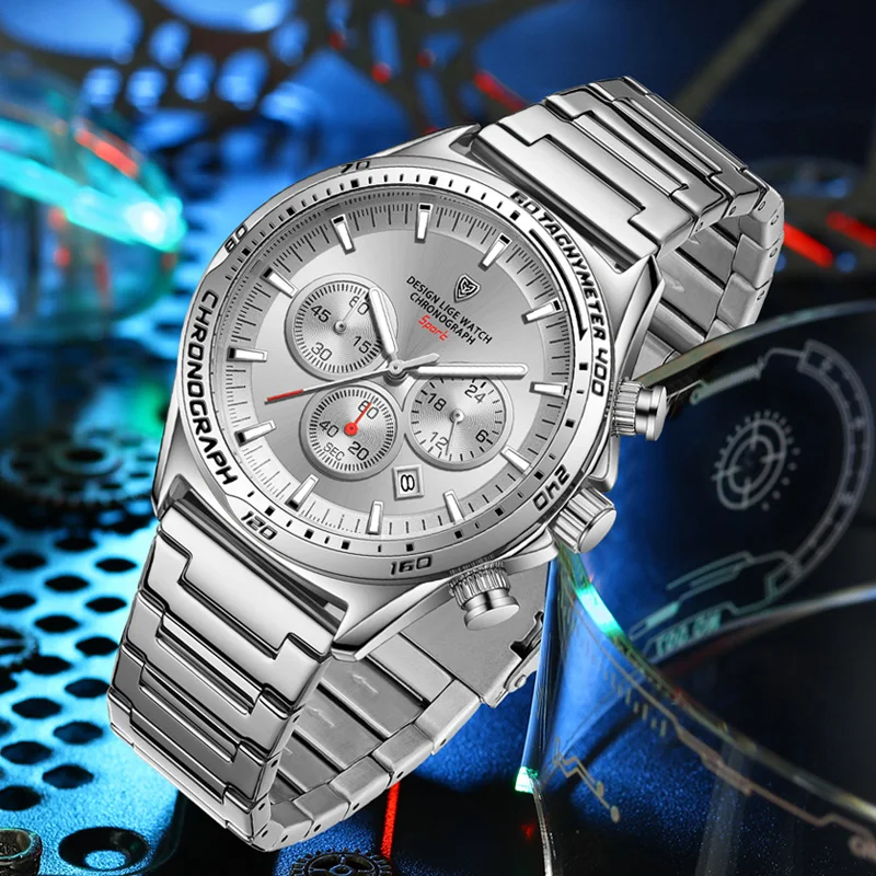 LIGE Luxury Man Wristwatch Waterproof Luminous Chronograph Watch for Men Stainless Steel Men\'s Quartz Watches Reloj Hombre+Box