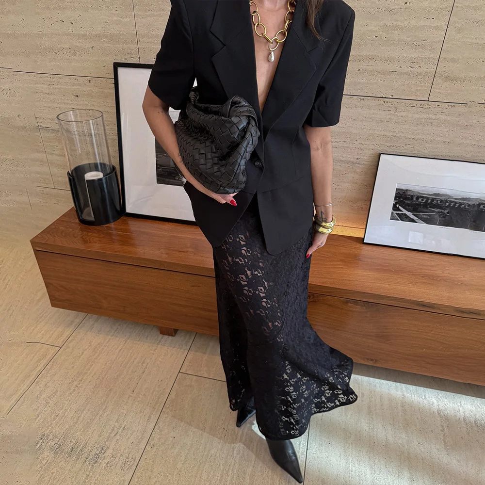 2025年夏新作 レディース レース ミディ丈 ファッション スリム ハイウエスト シアー 無地 ホットガール スカート