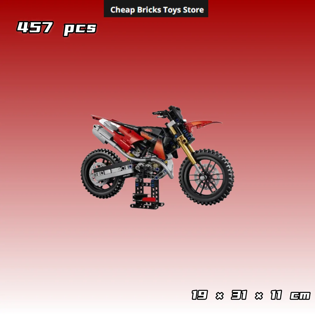 457pcs Technical Racing Motorcycle Model Christmas Gifts for Adults Toys Moc Off Road Motocross Dirt Bike Bricks Building Blocks