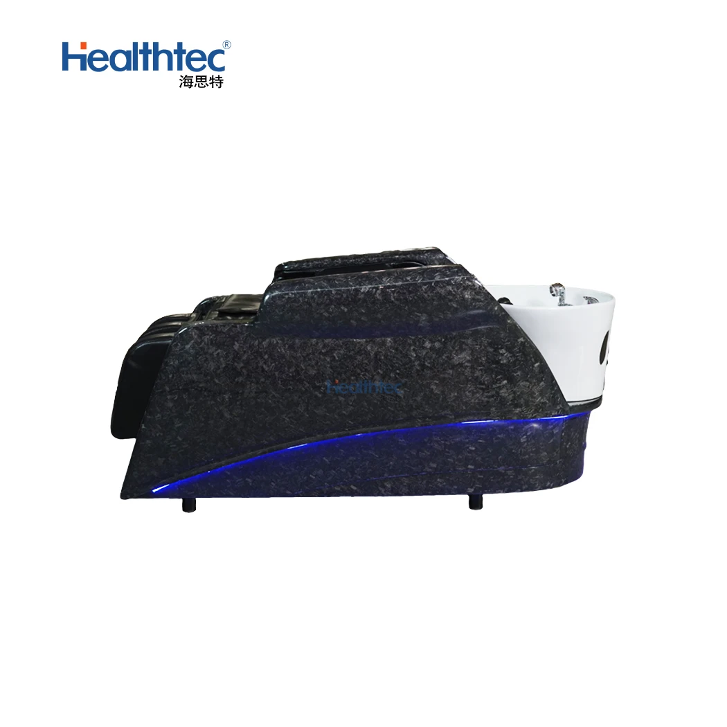 Modern Metal Multifunctional Salon Shampoo Bed & Chair With Massage Backwash Unit Adjustable Footrest Waterproof Design