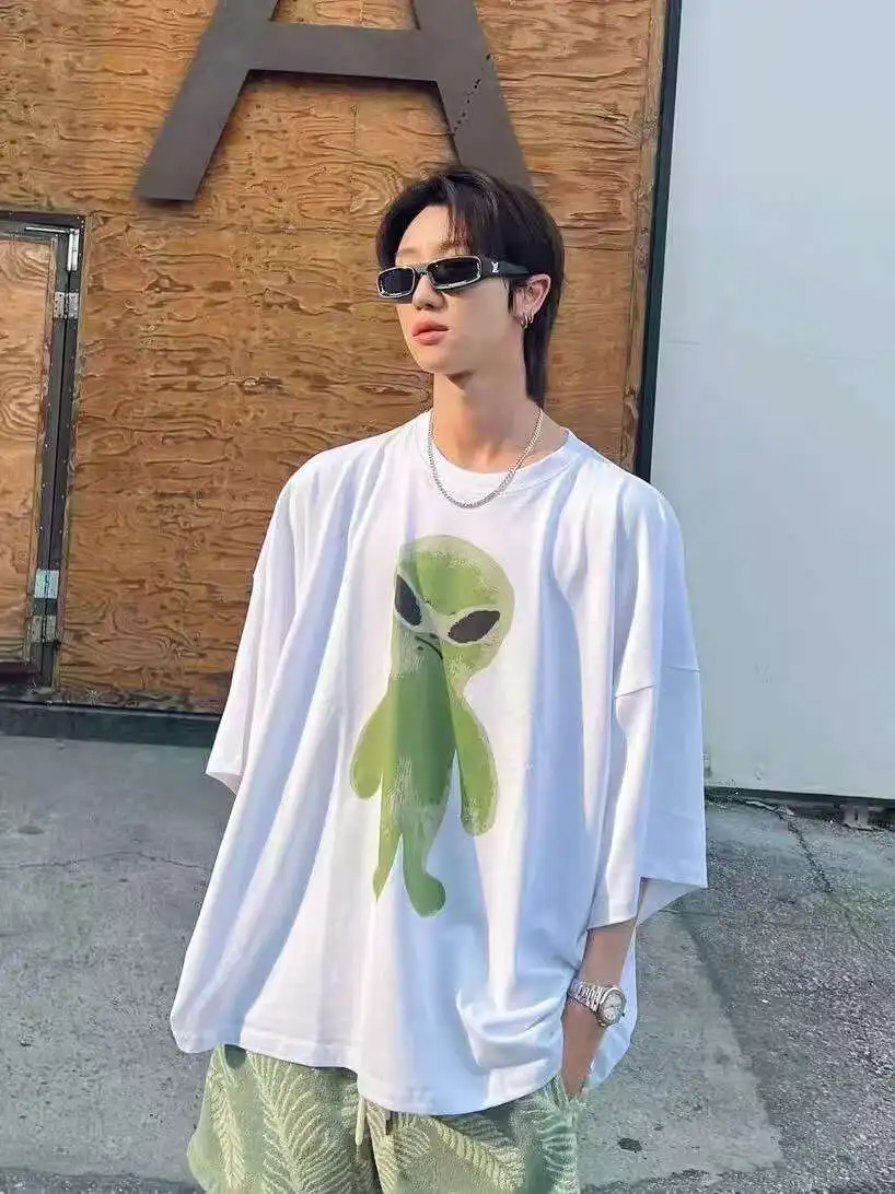 

Свободная повседневная женская футболка ort Sve с принтом een Alien, летние модные топы для пар, удобная дышащая хлопковая футболка