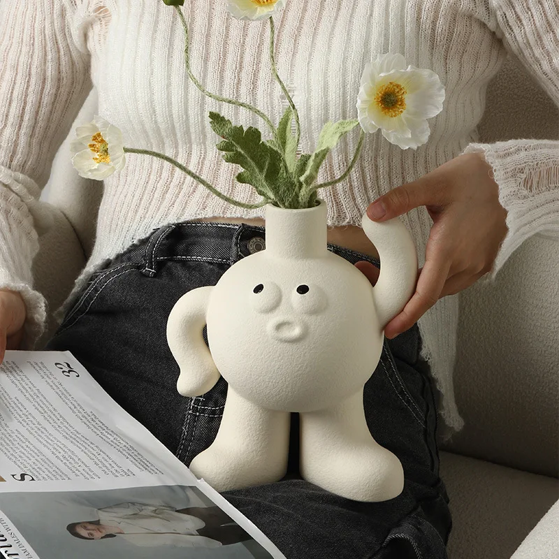 Creative Nordic Ceramic Vase Big Foot Vase Cute Kawaii Korean Desktop Living Room Decoration Ornaments Hydroponic Flower Pot