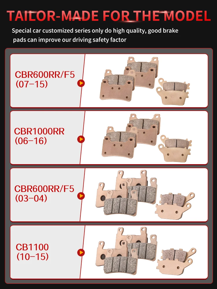 Mrrangt Motorcycle Metal sintering brake pad fit for HONDA CBR600RR CBR1000RR F5 CB1100 2003-2016 CBR 600 1000