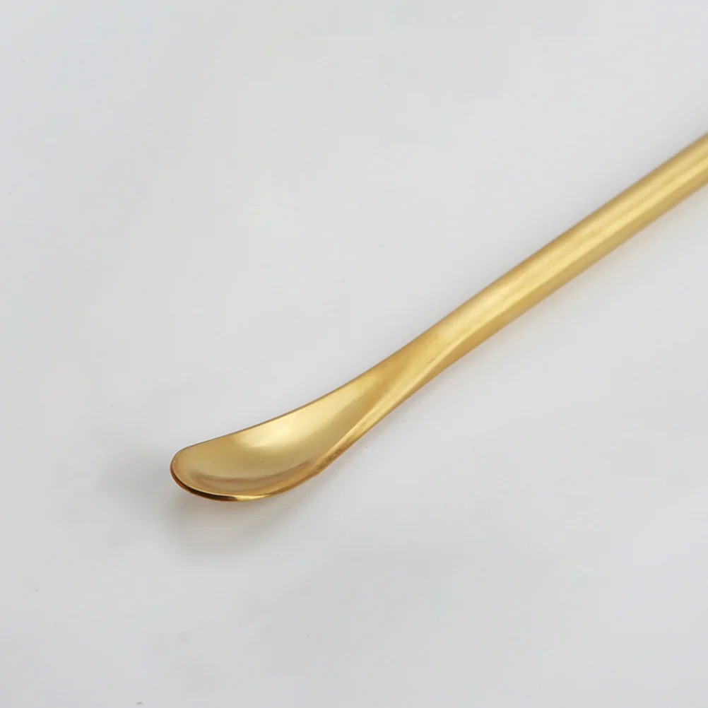 Cuchara de postre de acero inoxidable chapada en oro, alto brillo, pulido, café, jugo, leche, cuchara mezcladora, mango ergonómico