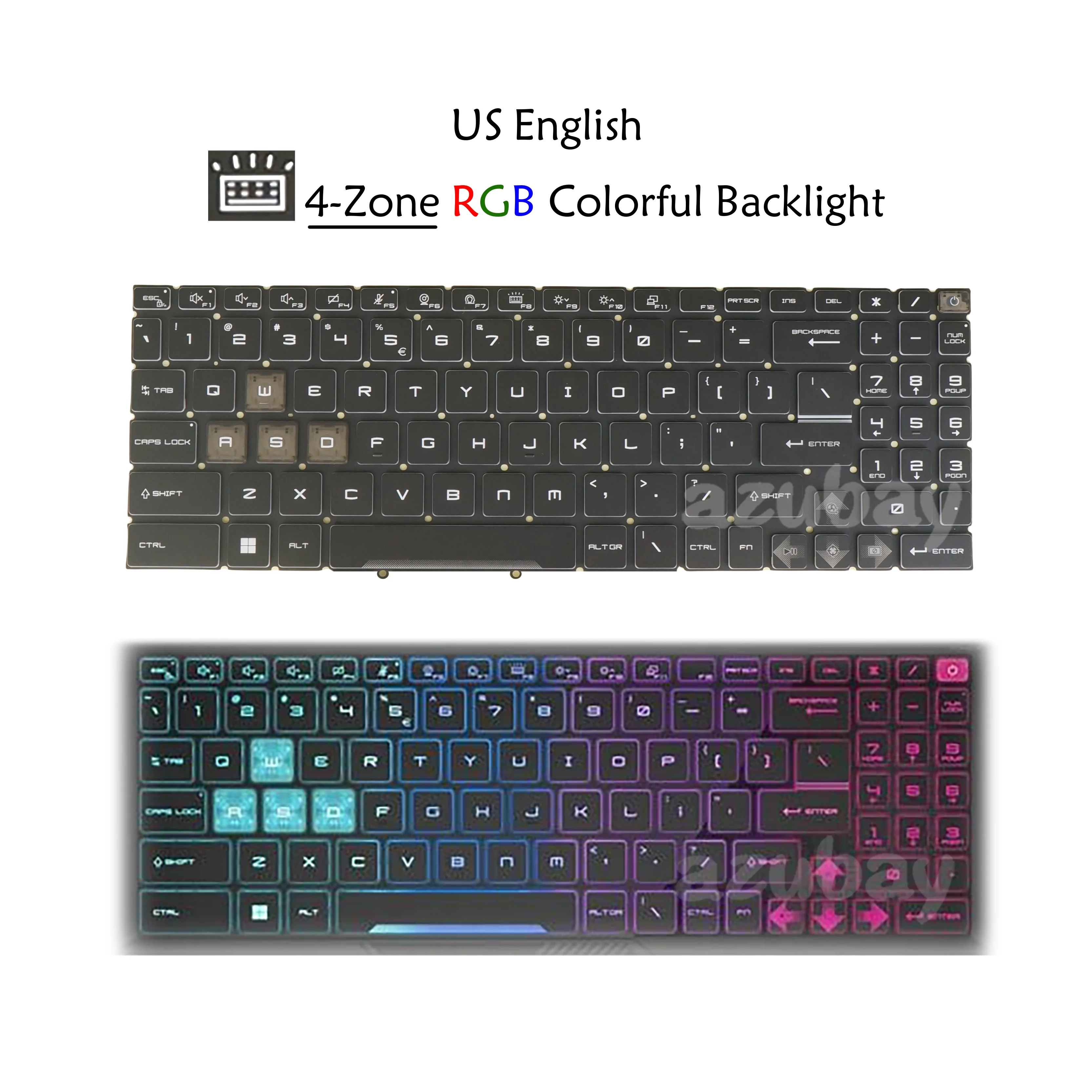 

US 4-Zone RGB Laptop Keyboard For MSI Katana 15 B12U B12UDXK/ B12V B12VEK B12VFK B12VGK/ B13U B13UDXK/ B13V B13VEK B13VFK B13VGK