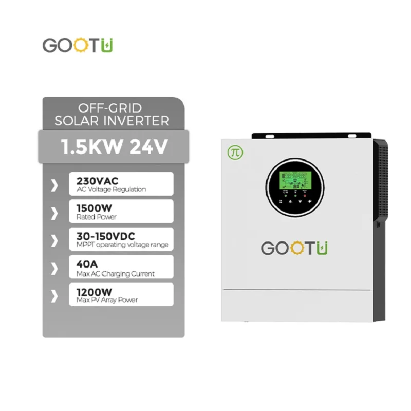 GOOTU 1/1.5KW Off Grid Solar Inverter 80A MPPT 400VDC Solar Charger Max PV 400VDC Small Household Off-Grid Solar System