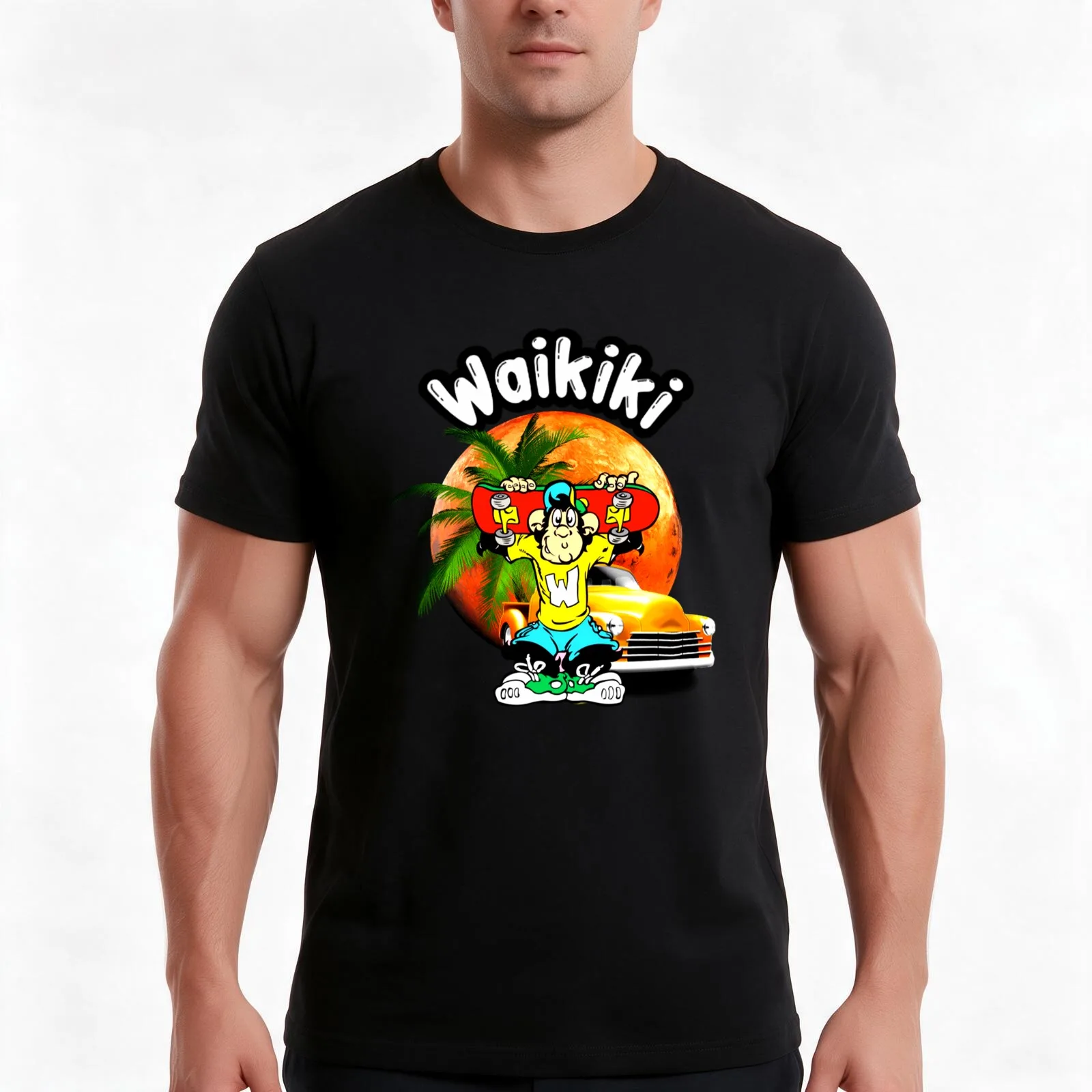Waikiki friends T-Shirt Summer Casual Cotton Tee Oversized Streetwear Tops Vintage Graphic Print Loose Fit Short Sleeve