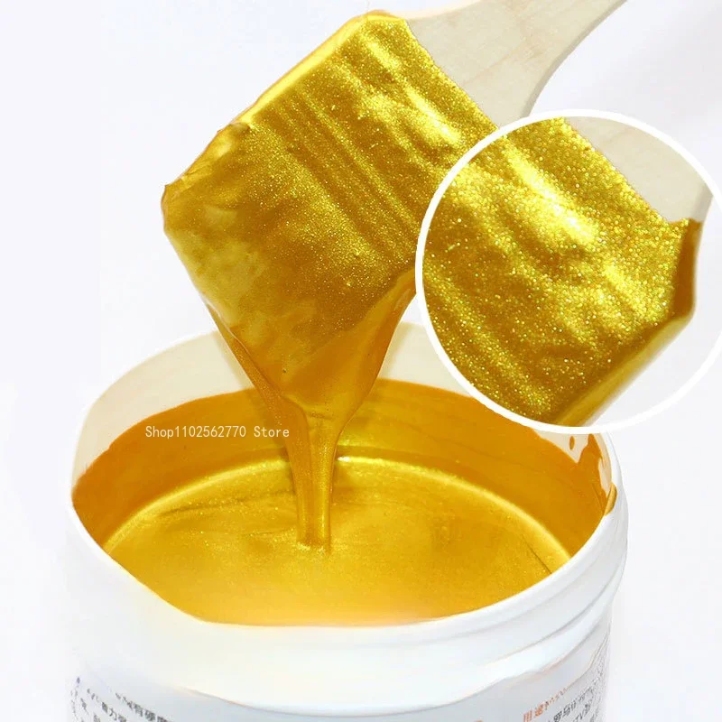 1000g Super Bright Fine Flash Water-based Gold Foil Paint Eco-friendly Paint DIY Woodwork/metal/wall/artware Decoration Coating