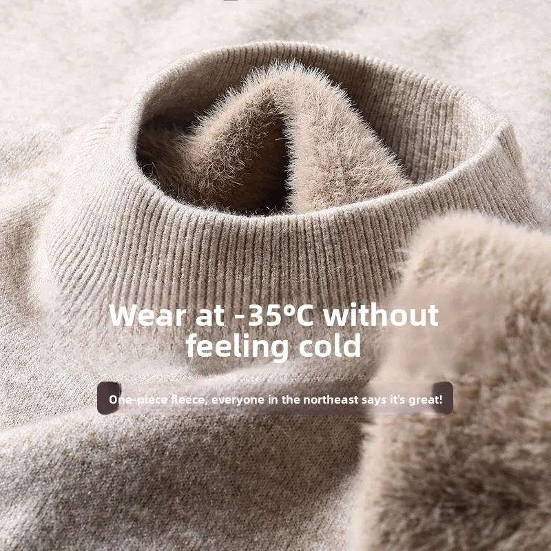 

Мужской вязаный свитер Thiened Fce f с высоким воротником, мягкий теплый базовый слой, irt Faion Urban Sle, зимний длинный топ све