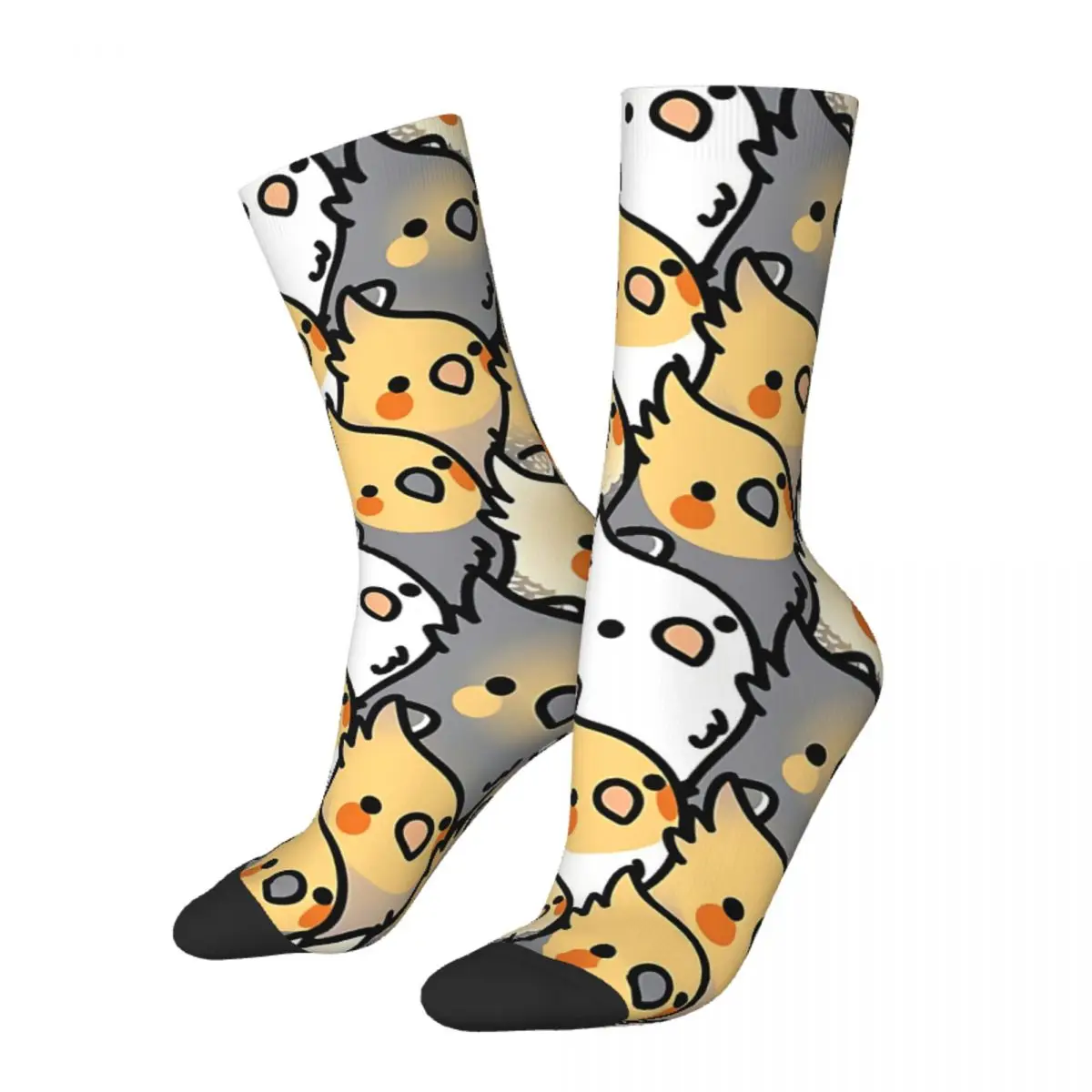 Retro Chubby Cockatiel Crazy Men's Socks Cute Bird Animal Unisex Street Style Pattern Printed Novelty Happy Crew Sock Boys