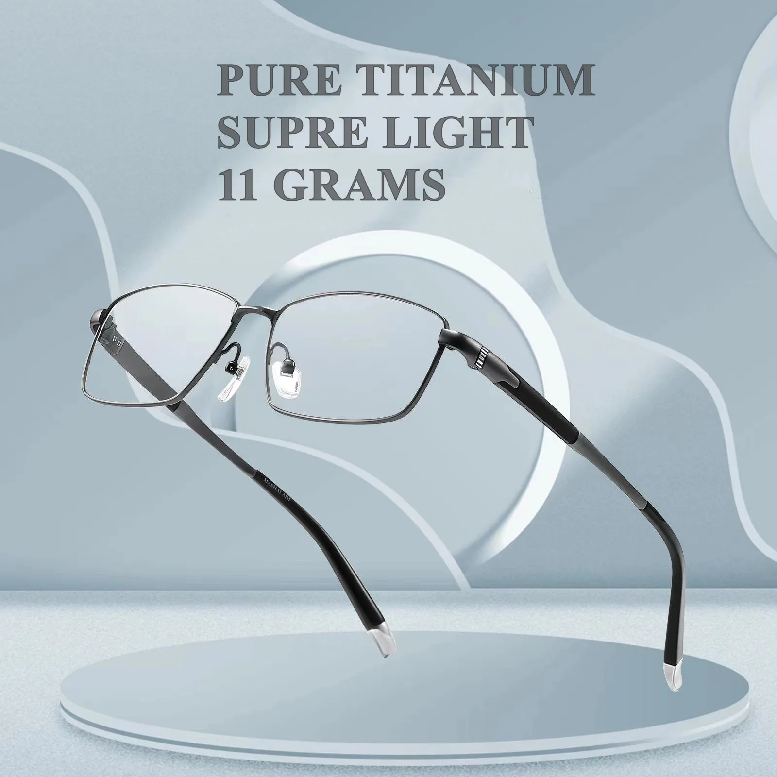 Pure Titanium Eyeglasses Designed High Grade Optical Frame Prescription Spectacle Full Rim Glasses Wide Face High Grade Light