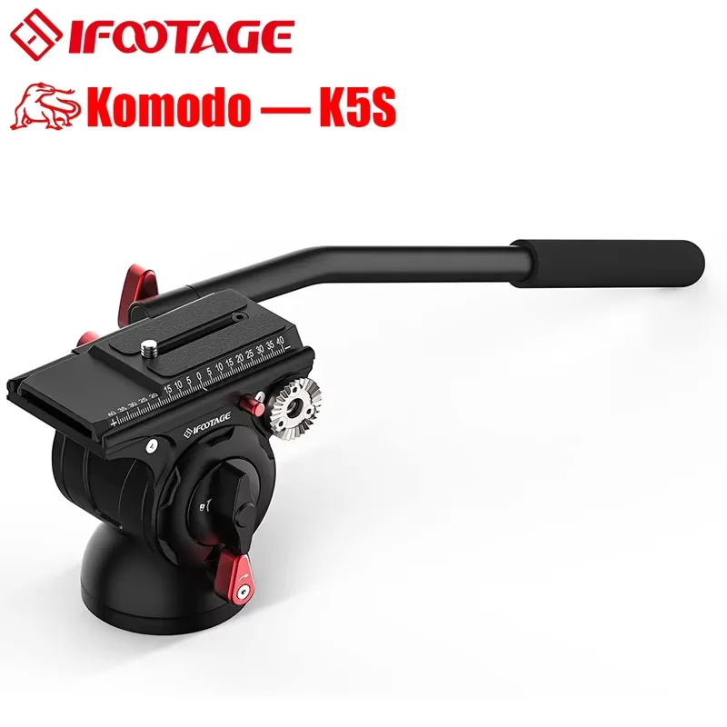 IFOOTAGE Video Fluid Head Komodo K5S, Aluminum Lightweight Fluid Drag Pan Head