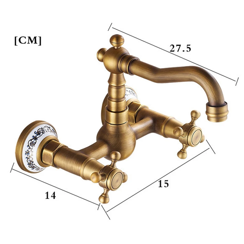 . Kitchen Faucet torneira wall mounted Antique Brass Swivel Bathroom Basin Sink Mixer Tap Crane