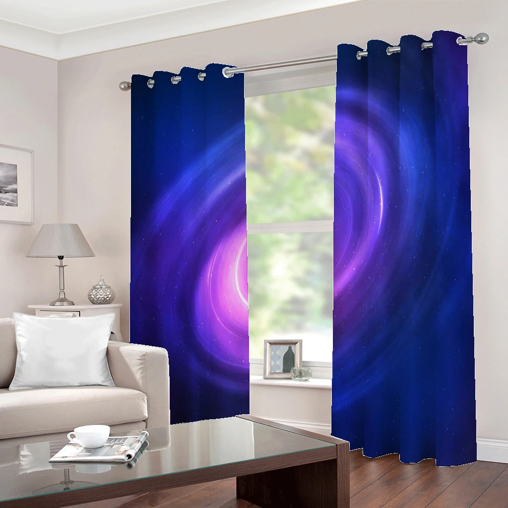 Custom blue stars blackout curtains 3D Curtain Printing Blockout Polyester 3D Window Curtains Living Room wedding bedroom