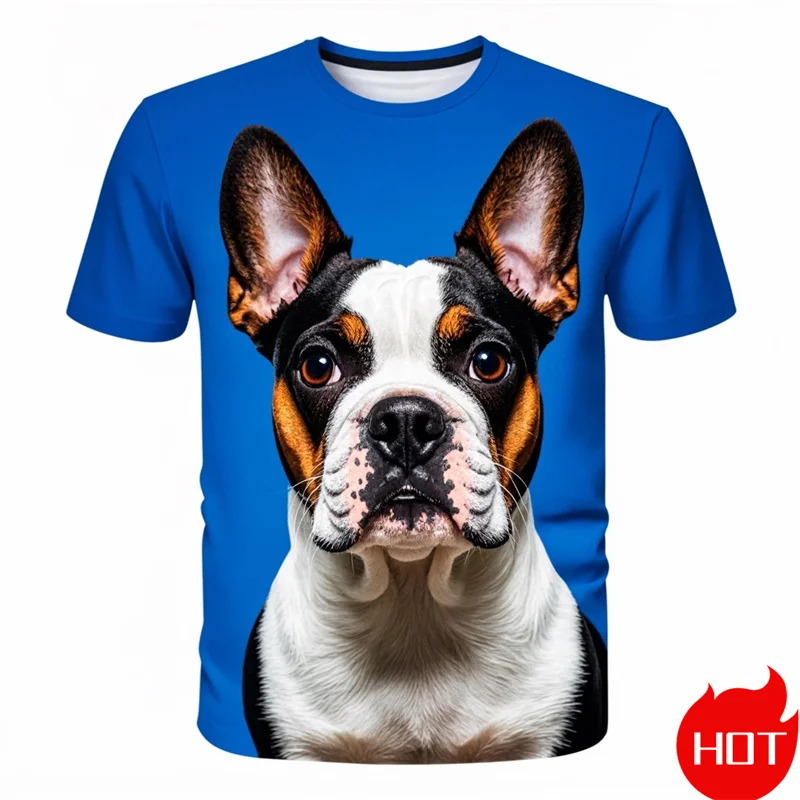 Fashion 3D Printing Cute Doge Boston Terrier T Shirt Kid Funny Streetwear Short Sleeves Unisex Harajuku Tee Shirts Mens Clothing