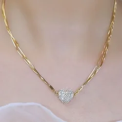Luxury Exquisite Magnetic Attraction Love Necklace Choker for Women Collarbone Chain Heart Pendant Fashion Jewellery Gifts
