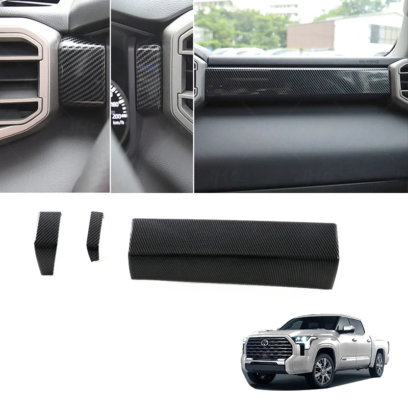 

For Toyota Tundra 2022 2023 ABS Carbon Fiber Dashboard Instrument Center Control Decoration Molding Cover interior accessories