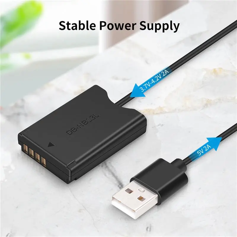ABVO-3X NB-13L Dummy Battery With USB-A Power Adapter DC Coupler For Canon G7X2 G7X3 G5X2 G9X2 G1X3 G5X G9X SX620 SX720 SX730
