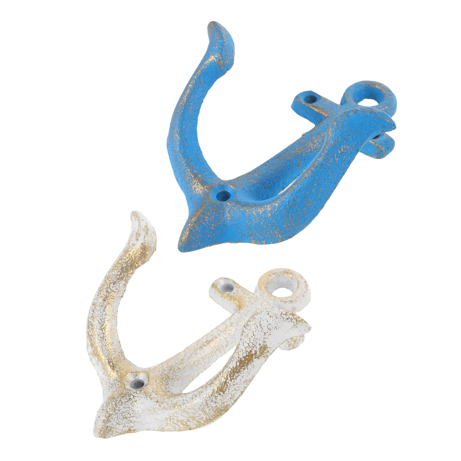 2pcs Mediterranean Vintage Hooks For Hanging: Rustic Cast Iron Anchor Wall Decor Towel Hook Door Kitchen Bathroom Storage