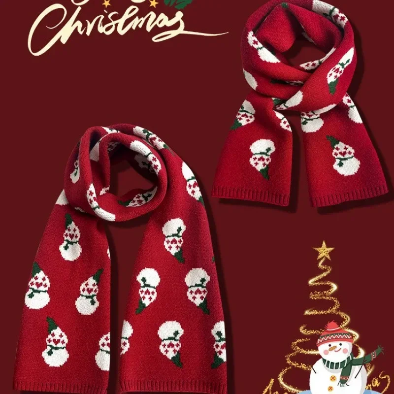 Warm Knitted Scarf for Women in Red Wool Yarn for Autumn Winter New Year Birthday Christmas Gifts Lucky Year Neck Warmer