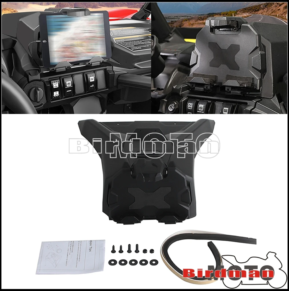 For Can-Am Maverick Sport Trail 1000 800 R Commander MAX 2018- 2021 New UTV Electric Device Tablet Holder Storage Space Black