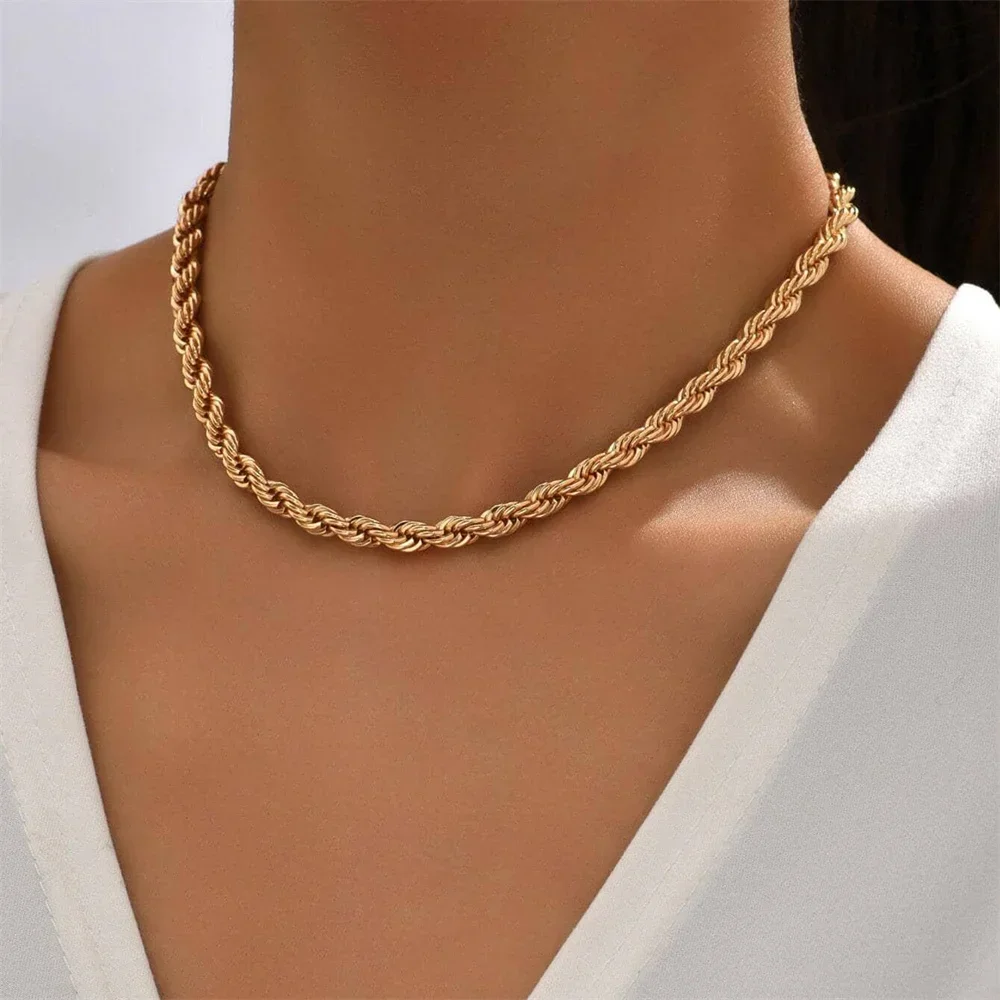 New Vintage Metal Geometric Chain Necklace For Women Female Fashion Punk Multilevel Hip Hop Gold-plate Jewelry Gift Wholesale