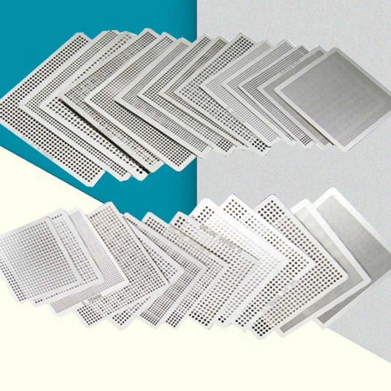 ตาข่ายเหล็กซ่อมแซมแล็ปท็อปที่ใช้กันทั่วไป36ชิ้นตาข่ายดีบุก BGA reballing ลายฉลุการ์ดกราฟิก Stencils ชิป BGA reballing CPU