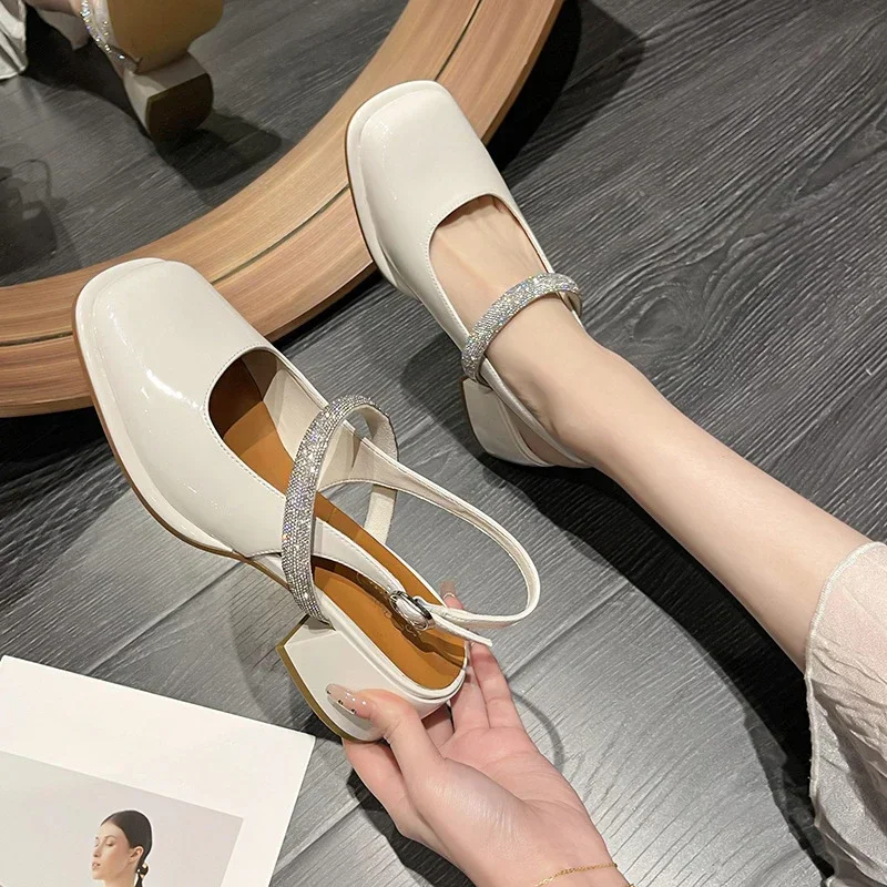 Autumn New Women\'s High Heels Fashion Chunky Heel Design Woman Casual Sandals Party and Work Wear Footwear Mules