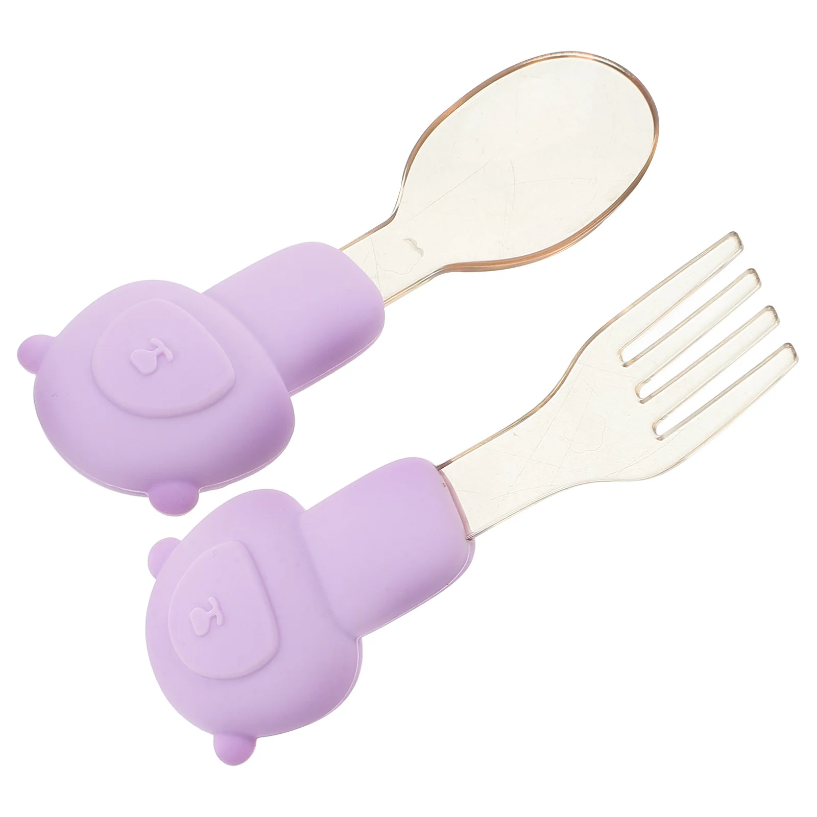 

1 set Silicone Spoon Fork Set Baby Cutlery Toddler Utensils Lion Design Feeding Essentials Kids Training Portable