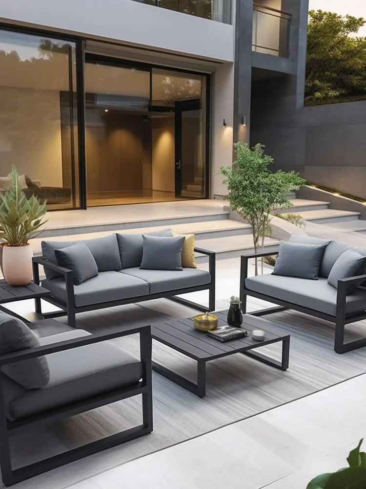 Outdoor sofa, courtyard, aluminum alloy, sunscreen, waterproof, balcony, balcony, garden, villa, stainless steel furniture