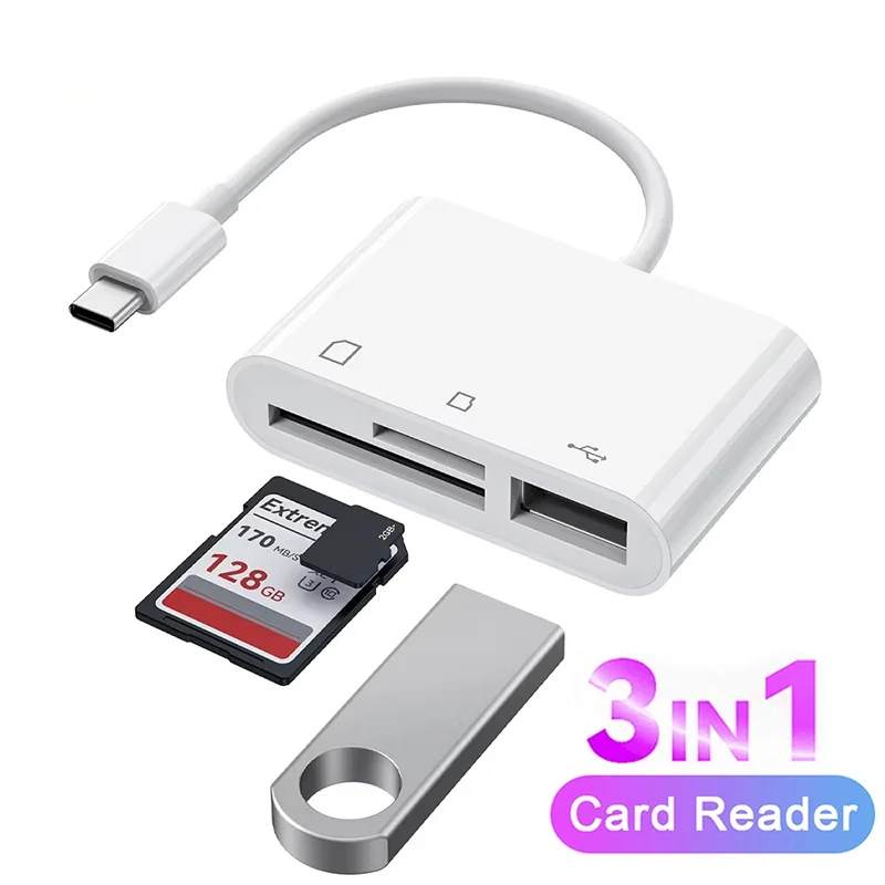 3 In 1 Type C OTG Adapter USB 2.0 Hub Converter Multi Port TF SD Memory Card Reader For Laptop Mobile Phone Camera USB C Adapter