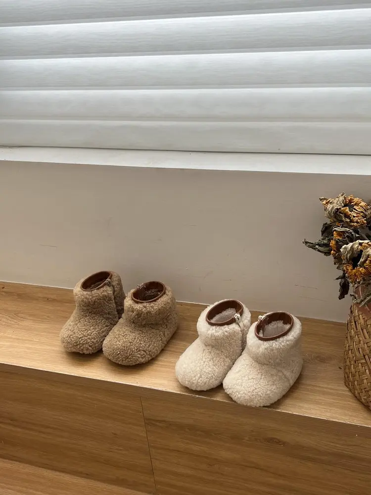 2026 Winter Neue Kinder-Knöchelstiefel Flauschig Warme Plüsch-Kurzstiefel für Jungen und Mädchen Runde Spitze Outdoor-Baumwollschuhe – Detail 2