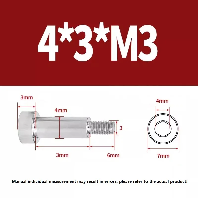 2Pcs 304 stainless steel hexagonal M3 plug screw shoulder raised shoulder half threaded step equal height limit bolt