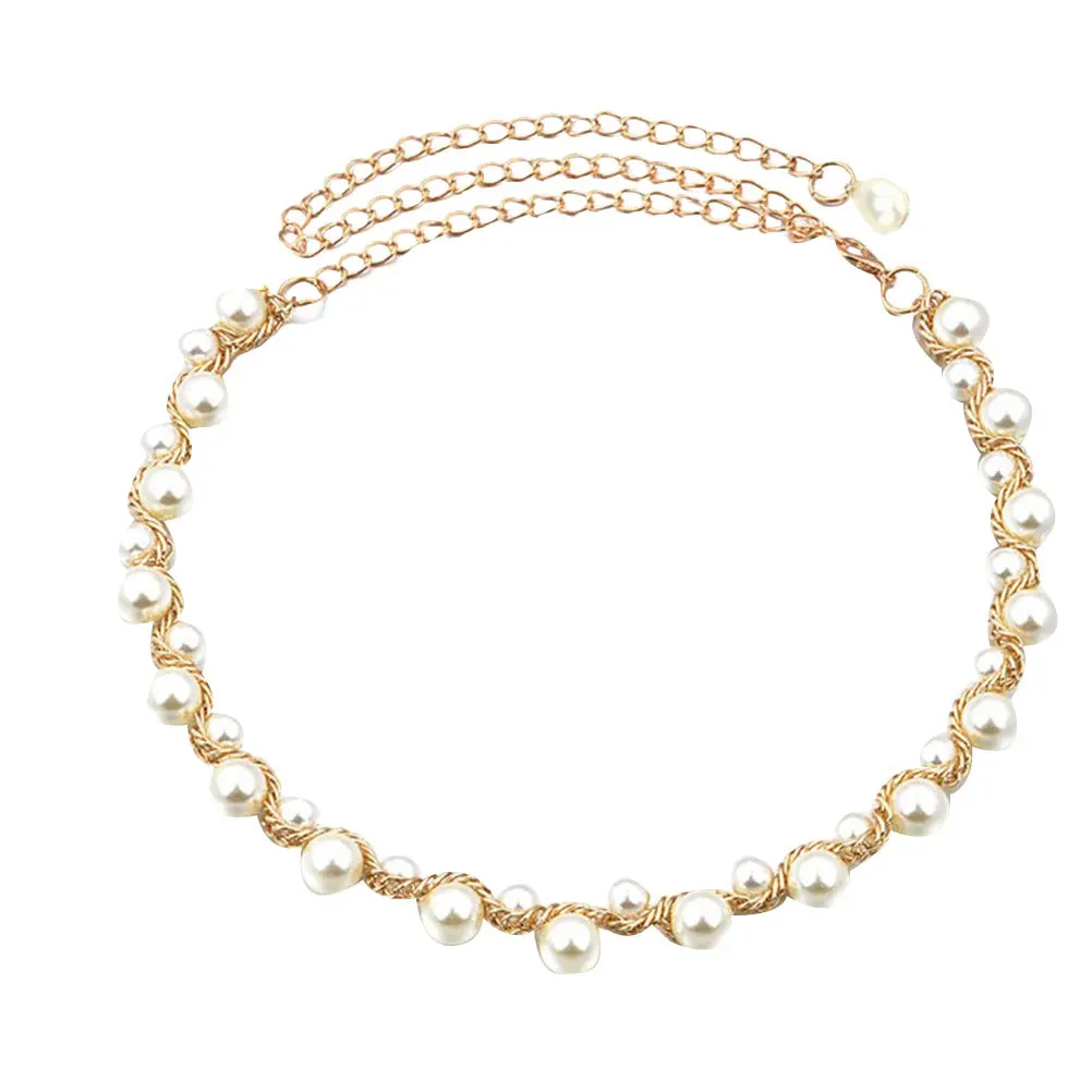 لؤلؤة الخصر أنيقة الديكور حزام الزفاف وشاح الزفاف لفستان السهرة المرأة موضة ثوب اللؤلؤ الخصر سلسلة الديكور