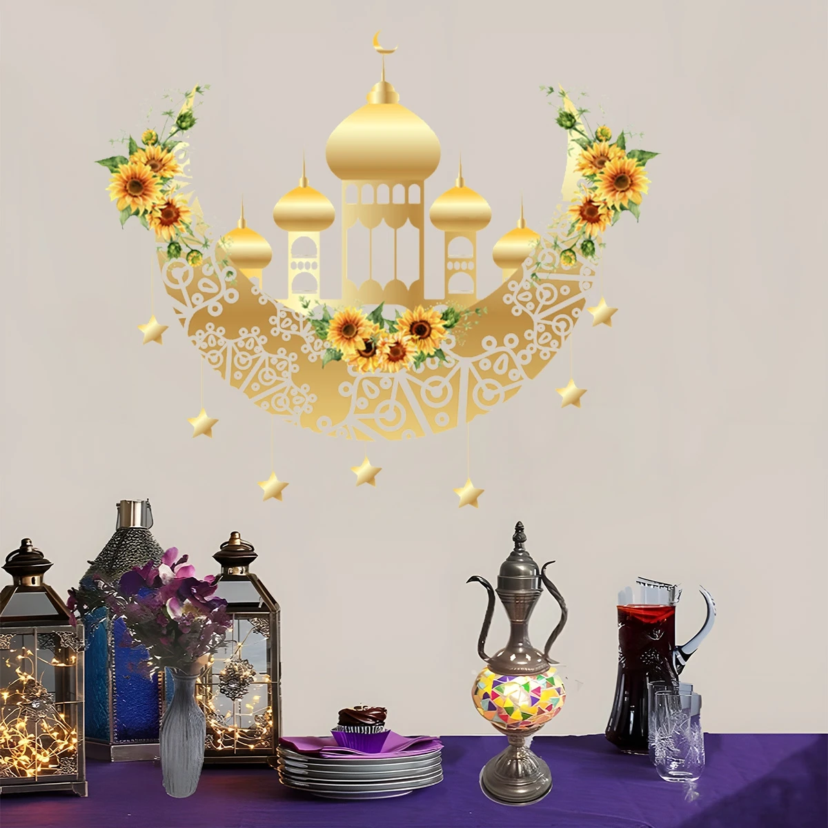 Eid Mubarak Wall Window Stickers Ramadan Kareem Islamic Muslim Party Decor Eid Mubarak Gifts Ramadan Decorations for Home 2025