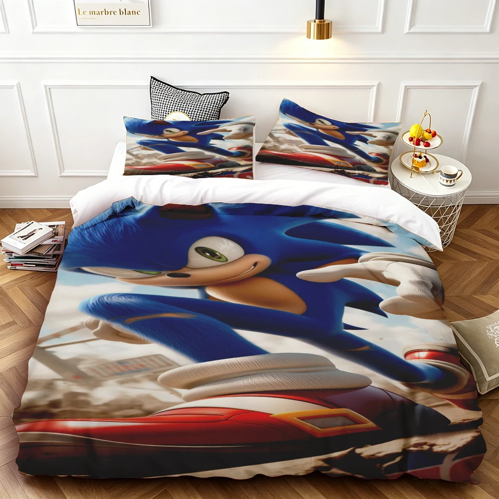 

Fashion Sonic Cartoon Role Characters Print Bedding Set Duvet Cover Comforter Bed Youth Kids Girl Boys Luxury Birthday Gift