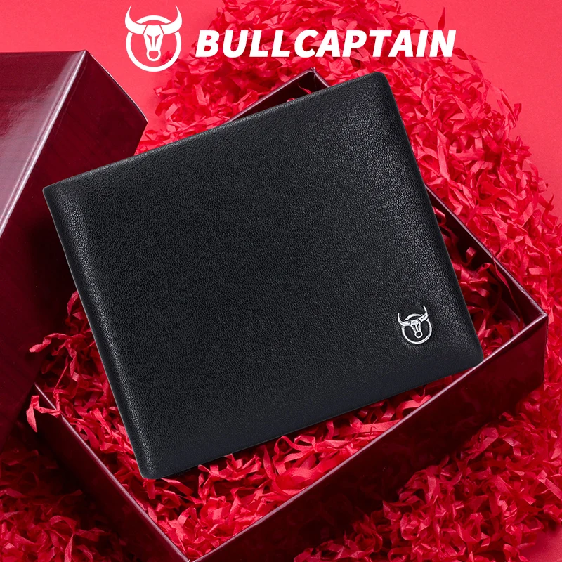 

Мужской кошелек BULLCAPTAIN из натуральной кожи, тонкий, складной, с защитой от RFID, в подарочной коробке, минималистичный держатель для кредитных карт