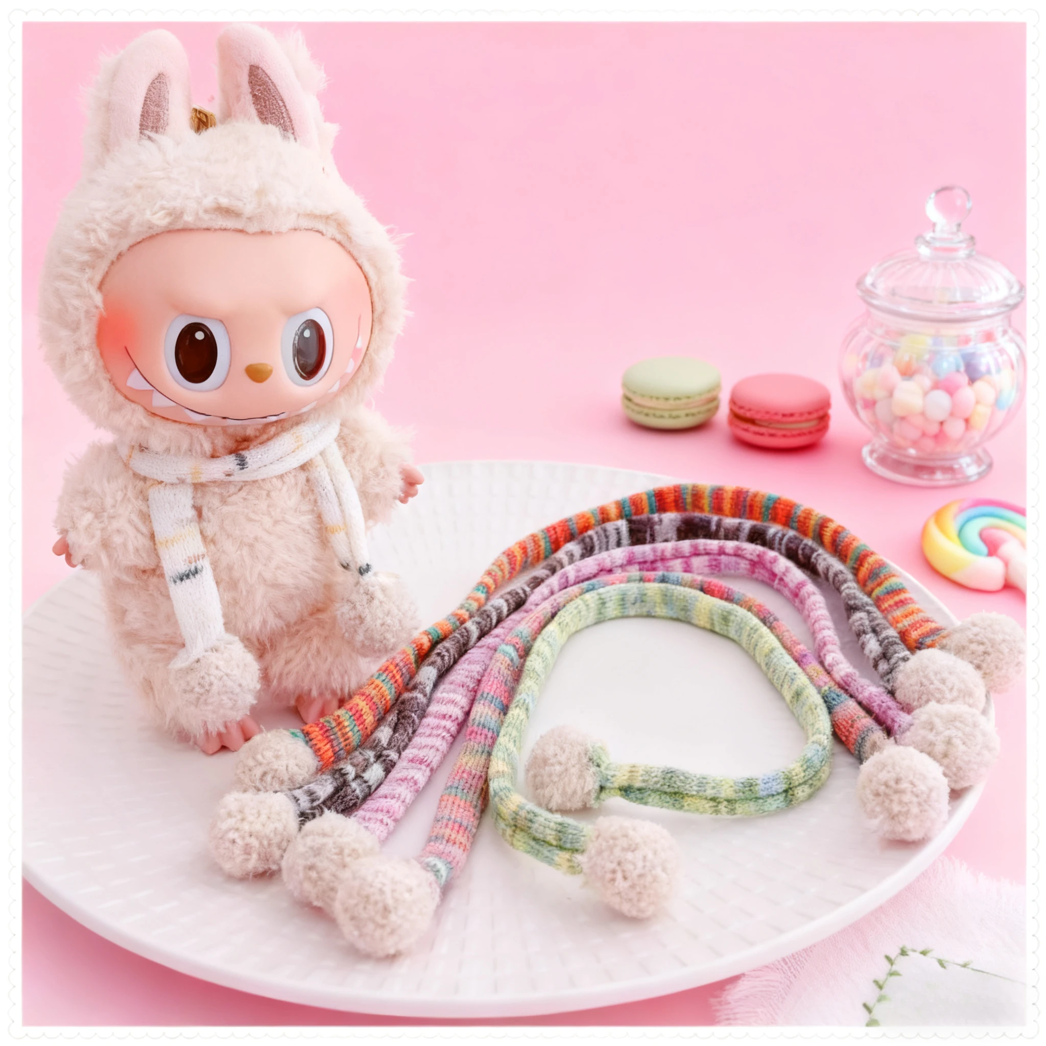 For 3.0/4.0 Labubu Doll Colorful Scarf And Milk Tea Backpack Love Clothes Full Outfit Set Doll Accessories Labubu Clothes Gift #1