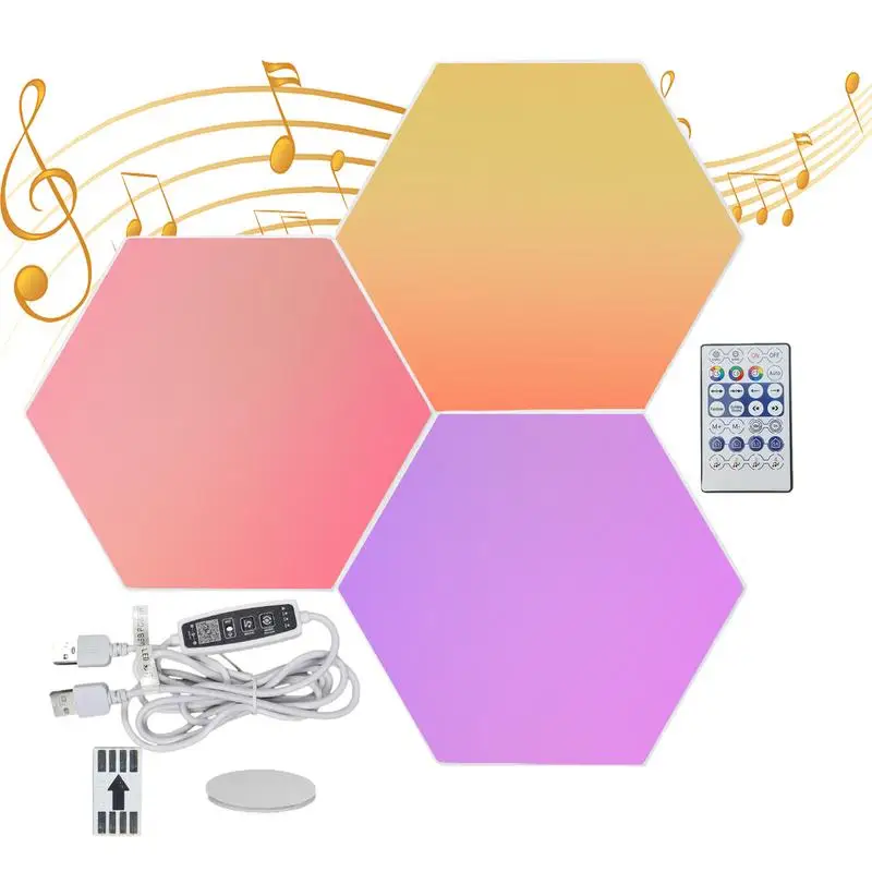 Lámpara de pared Hexagonal inteligente RGB, lámpara táctil que cambia de Color, luz nocturna ambiental para dormitorio y sala de estar