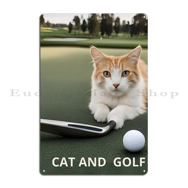 القط والجولف علامات معدنية الطباعة جدار اللوحة شخصية حانة لوحات مضحك تين تسجيل ملصق