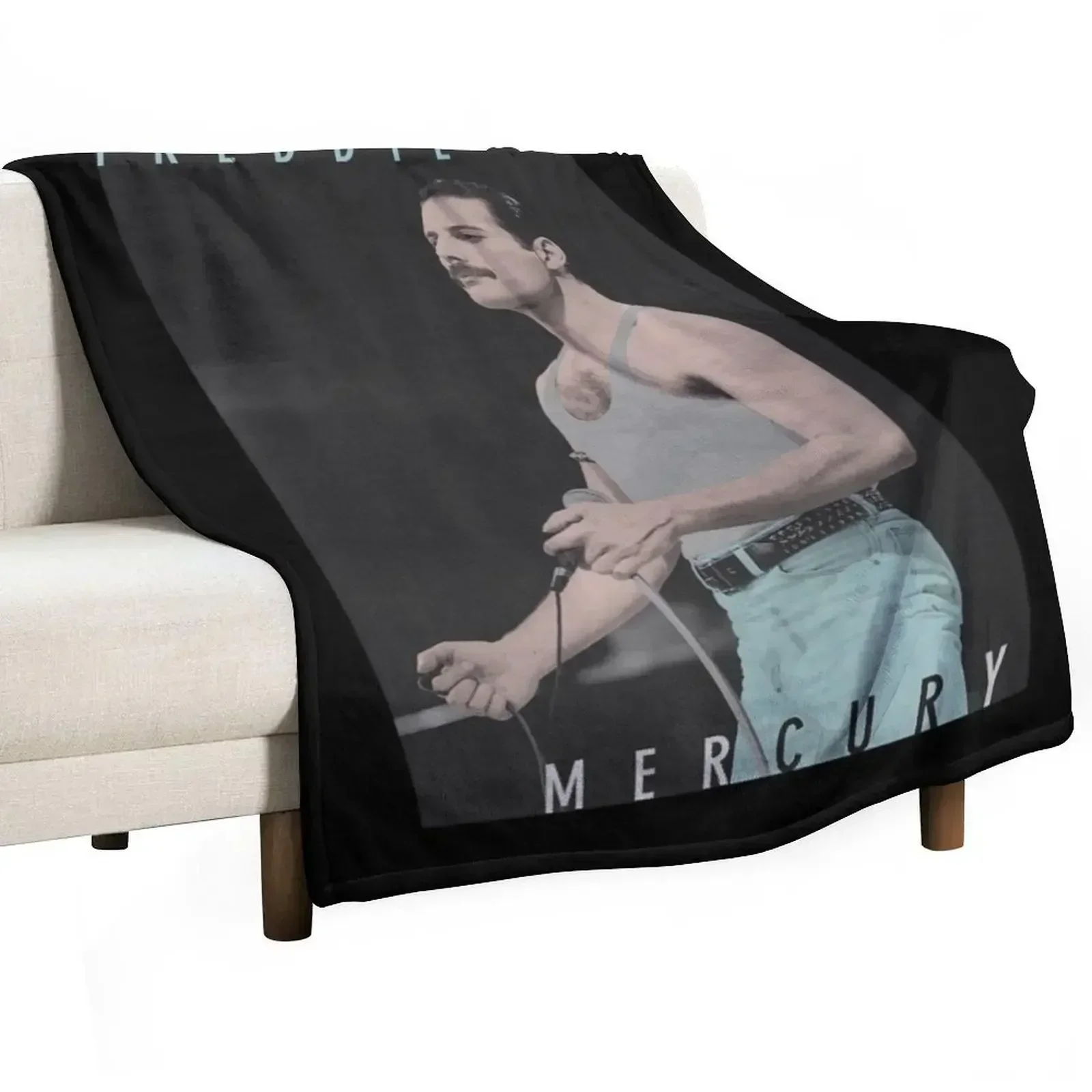 

Fréddie Mércury Blue Jeans Live Icon Throw Blanket Spring Fall Cozy Throw Blanket for Couch