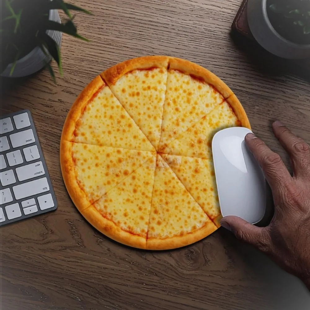 Cheese pizza mouse pad, gaming office decoration, rubber anti-slip, washable computer accessory, high-definition printing