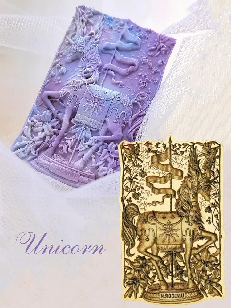 

3D Embossed Sealing Wax Stamp Unicorn Laser Engraving For DIY Christmas New Year Gift Wrapping Wedding Greeting Card Decoration