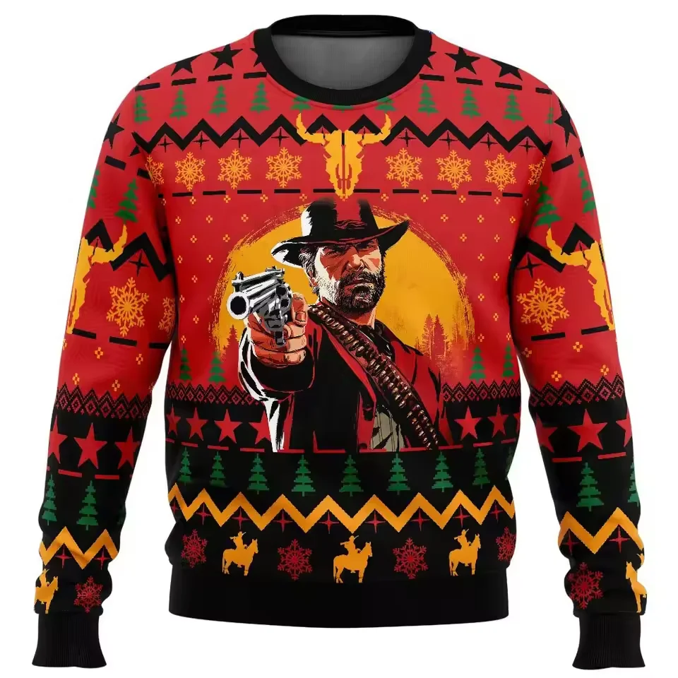 Ugly sweater Arthur Morgan character high-definition printing game enthusiast Christmas and New Year gift pullover